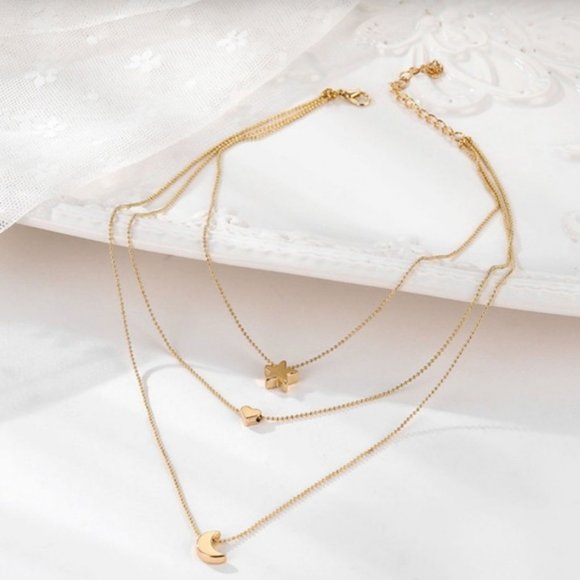 Vintage Multilayer Bohemian Star Moon Love Collar - Picture 4 of 8